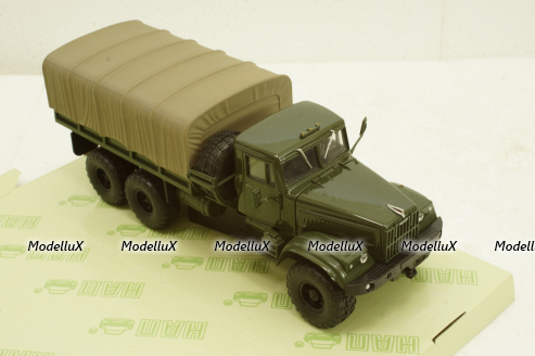 Краз-255Б борт с тентом зеленый 1969 зеленый, Н289, Наш Автопром 1:43