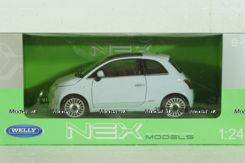 Fiat 500 2007 Light blue, Welly 1:24