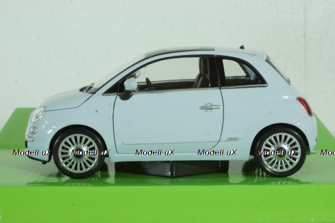 Fiat 500 2007 Light blue, Welly 1:24