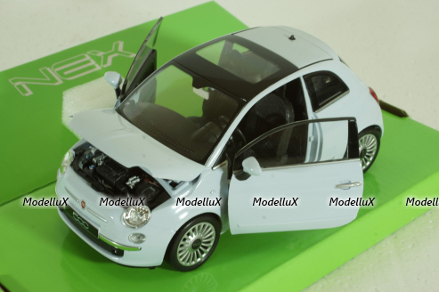 Fiat 500 2007 Light blue, Welly 1:24
