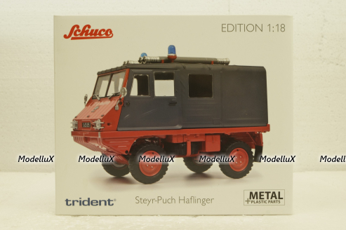 Steyr-Puch Haflinger Fire department red/grey, 450044300, Schuco 1:18