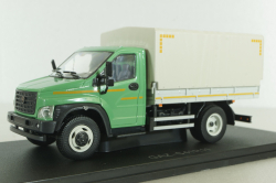 Газон NEXT C41R11 бортовой с тентом зеленый/серый, в боксе, Н232, Наш Автопром 1:43