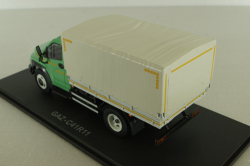 Газон NEXT C41R11 бортовой с тентом зеленый/серый, в боксе, Н232, Наш Автопром 1:43