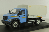 Газон NEXT C41R11 бортовой с тентом голубой/серый, в боксе, Н232, Наш Автопром 1:43 Уценка!