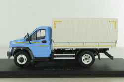 Газон NEXT C41R11 бортовой с тентом голубой/серый, в боксе, Н232, Наш Автопром 1:43 Уценка!