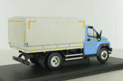 Газон NEXT C41R11 бортовой с тентом голубой/серый, в боксе, Н232, Наш Автопром 1:43 Уценка!