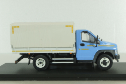 Газон NEXT C41R11 бортовой с тентом голубой/серый, в боксе, Н232, Наш Автопром 1:43 Уценка!