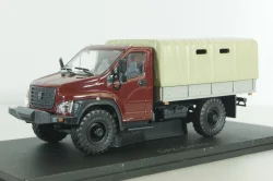 Газон NEXT C41A21 бортовой с тентом бордовый/бежевый, в боксе, Н234,  1:43