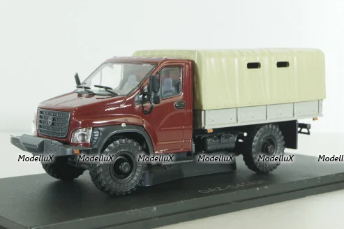 Газон NEXT C41A21 бортовой с тентом бордовый/бежевый, в боксе, Н234,  1:43