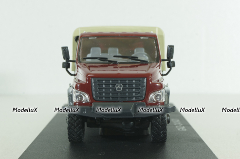 Газон NEXT C41A21 бортовой с тентом бордовый/бежевый, в боксе, Н234,  1:43