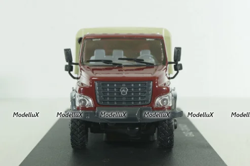 Газон NEXT C41A21 бортовой с тентом бордовый/бежевый, в боксе, Н234,  1:43