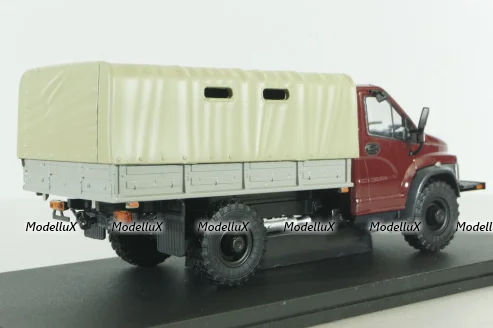 Газон NEXT C41A21 бортовой с тентом бордовый/бежевый, в боксе, Н234,  1:43