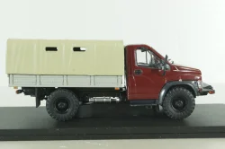 Газон NEXT C41A21 бортовой с тентом бордовый/бежевый, в боксе, Н234,  1:43