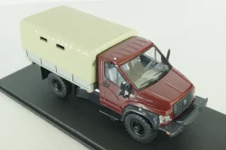 Газон NEXT C41A21 бортовой с тентом бордовый/бежевый, в боксе, Н234,  1:43