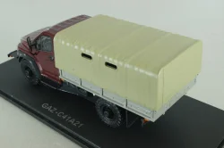 Газон NEXT C41A21 бортовой с тентом бордовый/бежевый, в боксе, Н234,  1:43