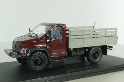 Газон NEXT C41A21 бортовой с тентом бордовый/бежевый, в боксе, Н234,  1:43