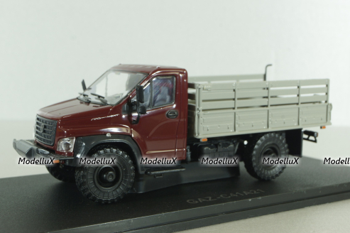 Газон NEXT C41A21 бортовой с тентом бордовый/бежевый, в боксе, Н234,  1:43