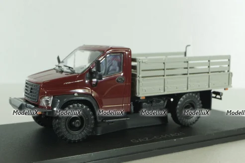 Газон NEXT C41A21 бортовой с тентом бордовый/бежевый, в боксе, Н234,  1:43
