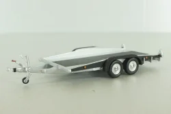 Прицеп для перевозки автомобилей Flatbed Trailer silver, Colibri Model Art 1:43