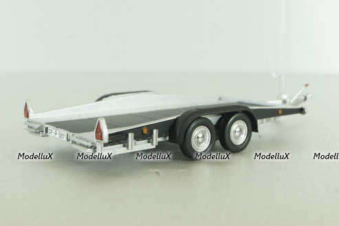 Прицеп для перевозки автомобилей Flatbed Trailer silver, Colibri Model Art 1:43