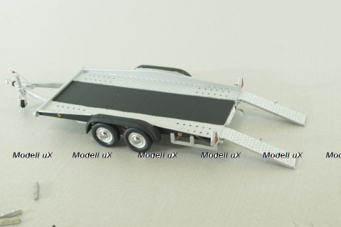 Прицеп для перевозки автомобилей Flatbed Trailer silver, Colibri Model Art 1:43