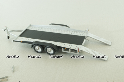 Прицеп для перевозки автомобилей Flatbed Trailer silver, Colibri Model Art 1:43