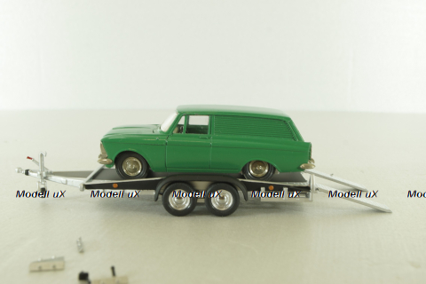 Прицеп для перевозки автомобилей Flatbed Trailer silver, Colibri Model Art 1:43
