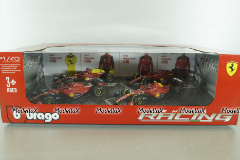 Ferrari F1 SET, Ferrari F1-75/SF-23, Leclerc/Sainz F1 Набор болидов Mercedes GP из 4х машин Формула 1, 2022/2023, 18-36839, Burago 1:43 