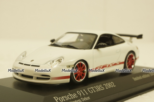 Porsche 911 (996) GT3 RS 2002, white/red rims, 403062028, Minichamps 1:43