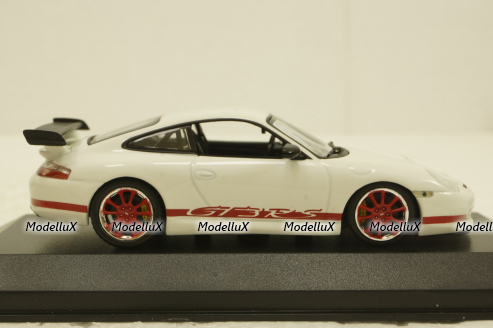 Porsche 911 (996) GT3 RS 2002, white/red rims, 403062028, Minichamps 1:43