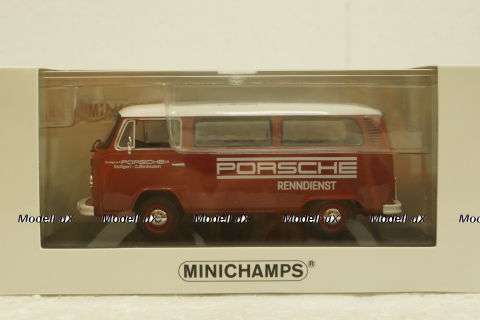 Volkswagen T2 bus, Porsche Renndienst 1972 red, 943053004, Minichamps 1:43