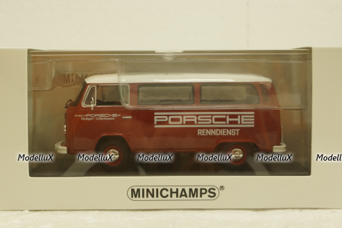 Volkswagen T2 bus, Porsche Renndienst 1972 red, 943053004, Minichamps 1:43