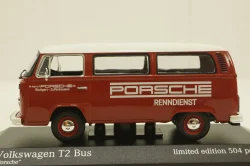 Volkswagen T2 bus, Porsche Renndienst 1972 red, 943053004, Minichamps 1:43