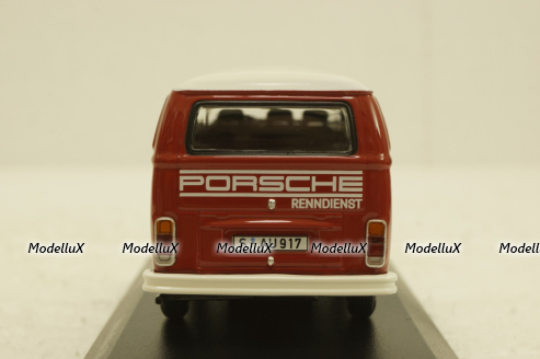 Volkswagen T2 bus, Porsche Renndienst 1972 red, 943053004, Minichamps 1:43