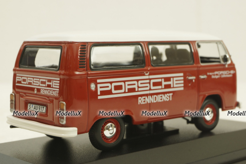 Volkswagen T2 bus, Porsche Renndienst 1972 red, 943053004, Minichamps 1:43