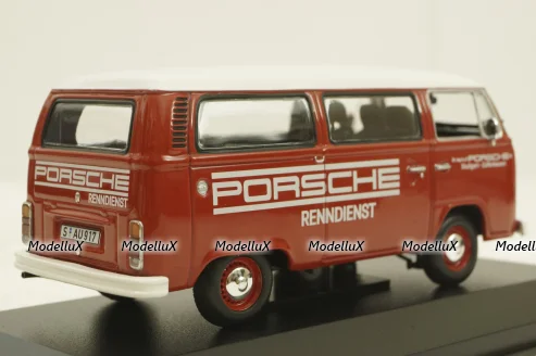 Volkswagen T2 bus, Porsche Renndienst 1972 red, 943053004, Minichamps 1:43