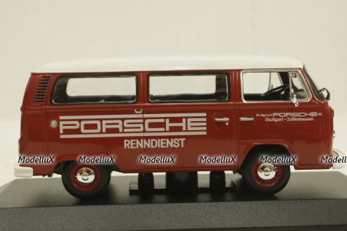 Volkswagen T2 bus, Porsche Renndienst 1972 red, 943053004, Minichamps 1:43