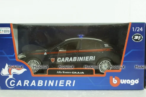 Alfa Romeo, Guilia Carabinieri, 2015, blue white, Burago 1:24