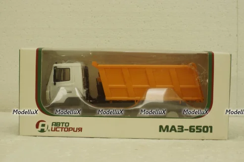 Маз-6501 самоскид білий/помаранчевий, АвтоИстория 1:43