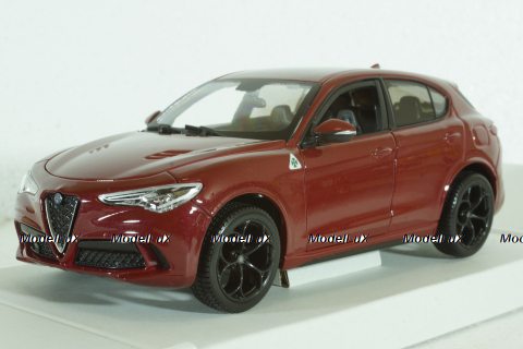 ALFA ROMEO STELVIO Q4 QUADRIFOGLIO V6 BITURBO 510hp 2017 - ROSSO ALFA - RED, BU21086R, Burago 1:24