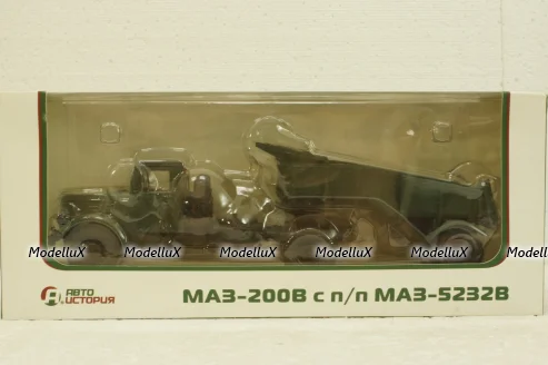 Маз-200В с п/прицепом Маз-5232В зелений, АвтоИстория 1:43