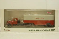 Маз-200В с п/прицепом Маз-5217, красный/серый, АвтоИстория 1:43