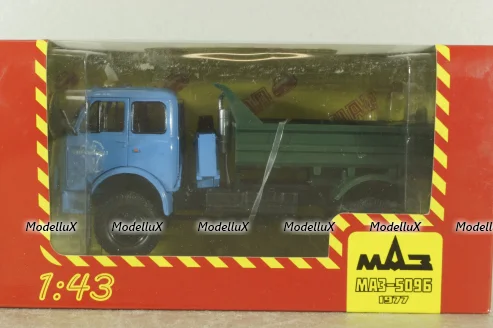 Маз-509Б самосвал 1977, голубой/зеленый, Н985, Наш Автопром 1:43