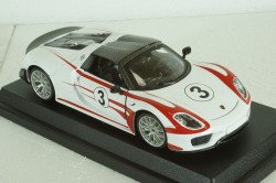 Porsche 918 Spider Salzburg Racing Design N 3 WEISSACHPACKAGE 2013, WHITE BLACK RED, BU28009, Burago 1:24