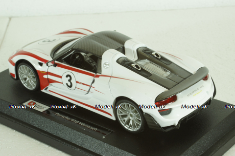 Porsche 918 Spider Salzburg Racing Design N 3 WEISSACHPACKAGE 2013, WHITE BLACK RED, BU28009, Burago 1:24