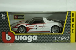 Porsche 918 Spider Salzburg Racing Design N 3 WEISSACHPACKAGE 2013, WHITE BLACK RED, BU28009, Burago 1:24