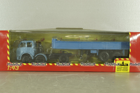 Маз-520, 3-х осный с полуприцепом Маз-5205 синий, Н859 Наш Автопром 1:43