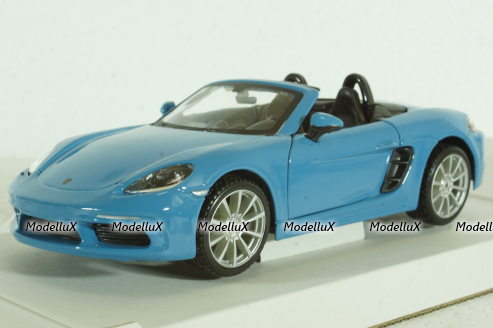 PORSCHE BOXSTER 718 (982) SPIDER 2016 - LIGHT BLUE, BU21087B, Burago 1:24