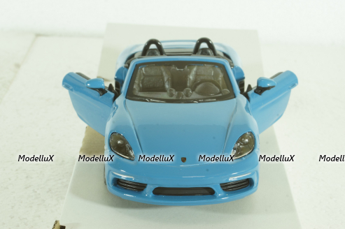 PORSCHE BOXSTER 718 (982) SPIDER 2016 - LIGHT BLUE, BU21087B, Burago 1:24