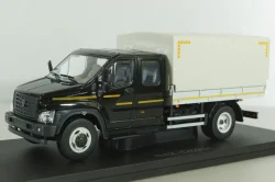 Газон NEXT C42R31 бортовой с тентом черный/серый Н231, Наш Автопром 1:43